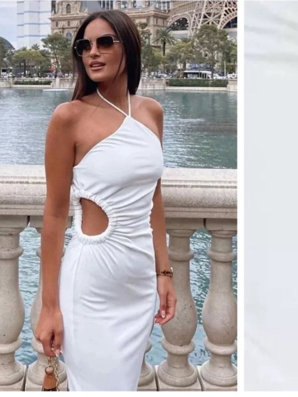 NWT ZARA WOMEN'S CUT OUT HALTER DRESS WHITE SIZE S - Picture 1 of 9